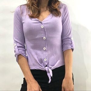 Full Circle Trends Lilac V-Neck Top‎ Medium NWTO
